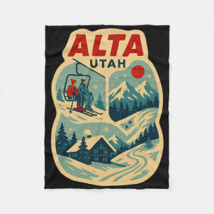 Cobertor De Velo Férias de Esqui Vintage Alta Utah Lembrança de Via