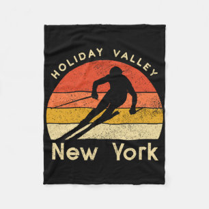 Cobertor De Velo Férias de Esqui Vintage Valley Nova York Montanha