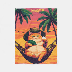 Cobertor De Velo Férias De Gato De Verão, Retro Engraçado