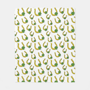 Cobertor De Velo Ferradura de Ouro Sortudo com Shamrock em Branco