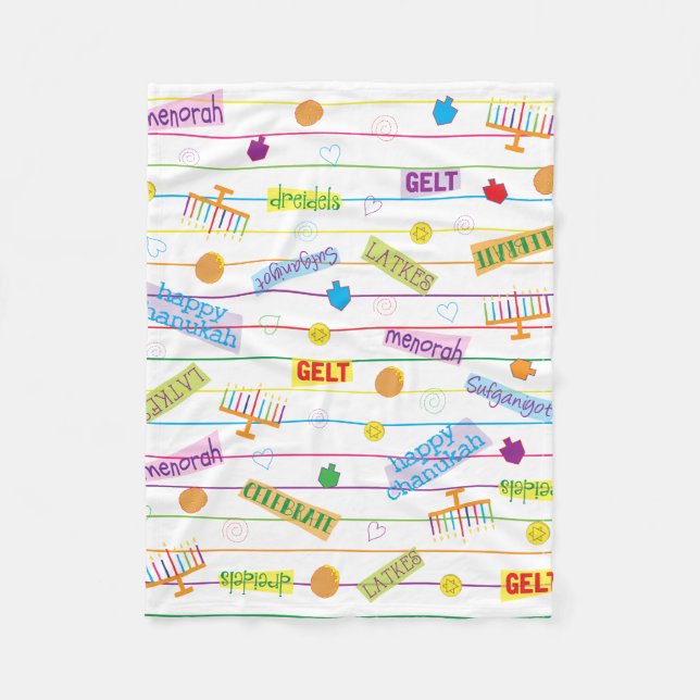 Cobertor De Velo Festa de Hanukkah Flece Blanket/Pequeno (Frente)