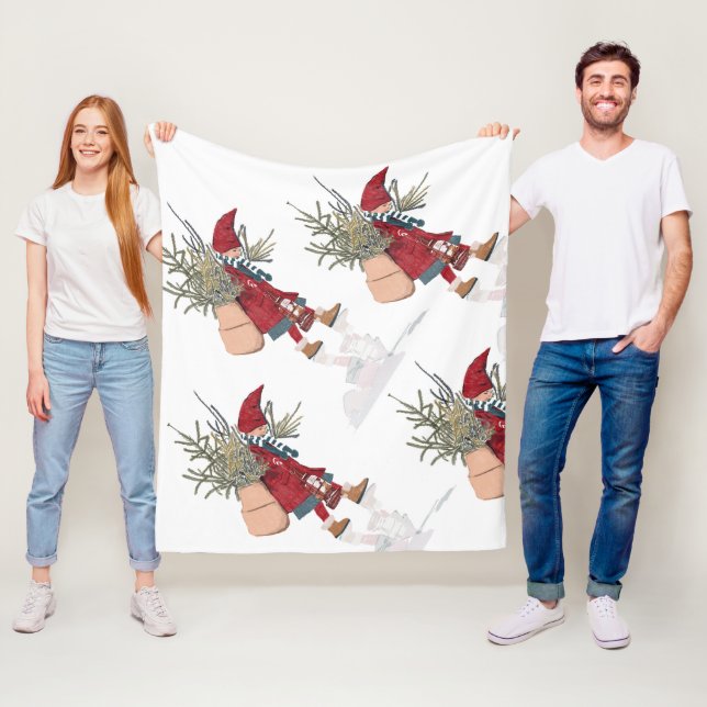 Cobertor De Velo Festive Gnome Christmas Fleece Blanket – Cozy (In Situ)