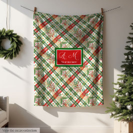 Cobertor De Velo Festive green and red watercolor tartan throw wrap
