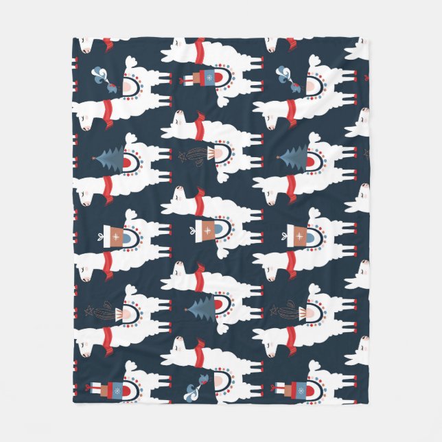 Cobertor De Velo Festivo Lhamas: Apreciação do Padrão de Natal (Frente)