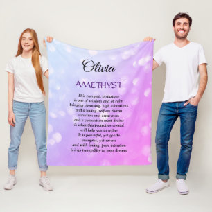 Cobertor De Velo Fevereiro de Birthstone Ametyst design Fleece Blan