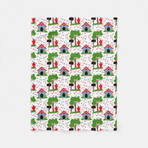 Cobertor De Velo Fido Dog House Hearts Bones