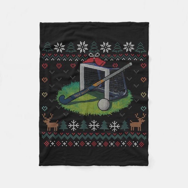 Cobertor De Velo Field Hockey Ugly Christmas Sweater Ll Sports Play (Frente)