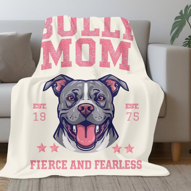 Cobertor De Velo Fierce Fearless Bully Dog Mom | Pitbull Mama Cozy (Criador carregado)