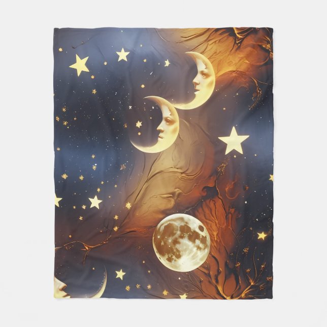 Cobertor De Velo Fiery Orange Celestial Moon Blanket – Luxury Seaml (Frente)