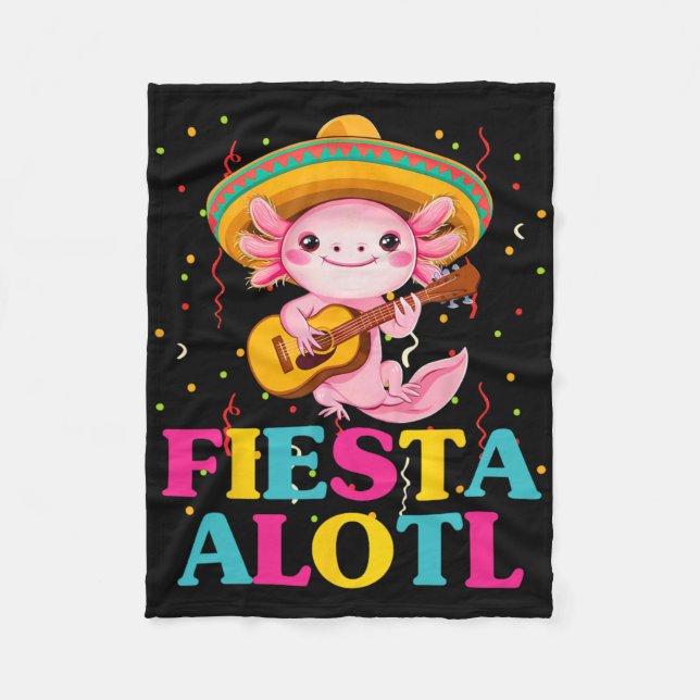 Cobertor De Velo Fiesta Alotl Cinco De Mayo Axolotl Com Sombrero A (Frente)