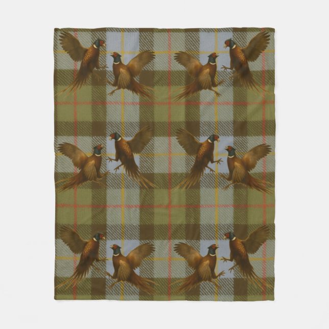 Cobertor De Velo Fighting Pheasants on tweed / tartan background  (Frente)