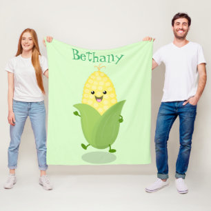 Cobertor De Velo Figura de desenho animado de milho feliz