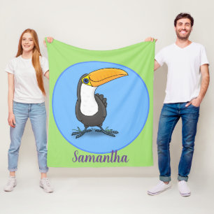 Cobertor De Velo Figura de desenho animado de tucano feliz e bonito