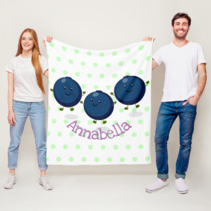 Cobertor De Velo Figura de desenho animado roxo de mirtilos felizes