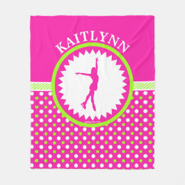 Cobertor De Velo Figura Monogrammed rosa do patinador - bolinhas