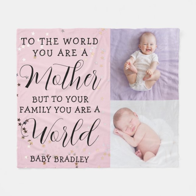 Cobertor De Velo Filhinha Colagem Fotográfica do Primeiro Ano Mante (Frente (Horizontal))