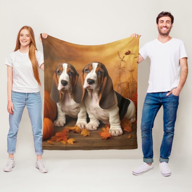 Cobertor De Velo Filhote de Basset Hound Delícia de Outono Abóbora  (In Situ)