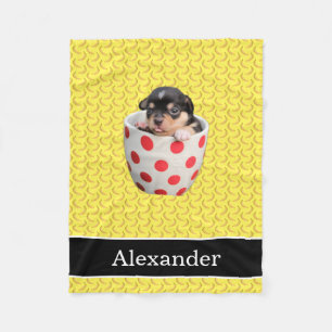 Cobertor De Velo Filhote de cachorro bonito do Teacup amarelo e