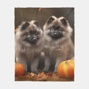 Cobertor De Velo Filhote de Keeshond Outono Prazer Abóbora