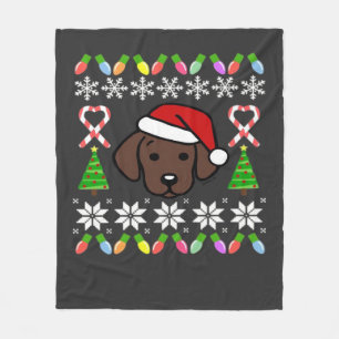 Cobertor De Velo Filhote de Labrador Chocolate Natal Papai Noel Ove