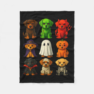 Cobertor De Velo Filhotes de Labrador de Halloween do Black Lab Fan
