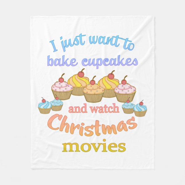 Cobertor De Velo Filmes e Cupcakes de Natal (Frente)