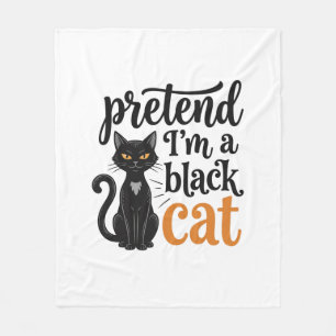 Cobertor De Velo Fingir que sou um gato preto camiseta de Halloween
