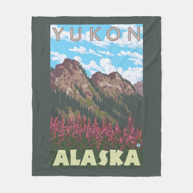 Cobertor De Velo Fireweed & montanhas - Yukon, Alaska (Frente)