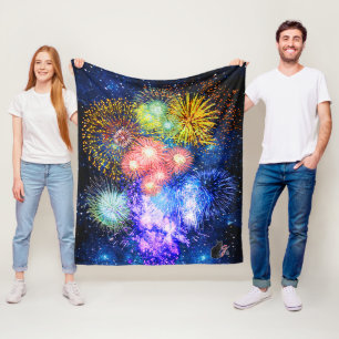 Cobertor De Velo Fireworks Bursts Fleece Blanket