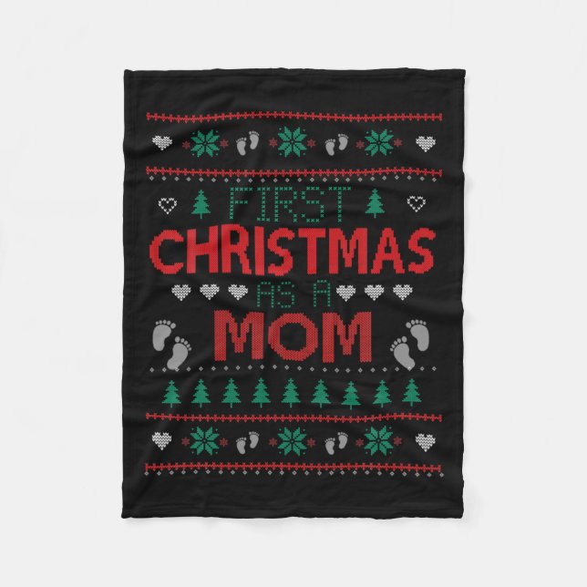 Cobertor De Velo First Christmas As A Mom Funny Matching Xmas New M (Frente)
