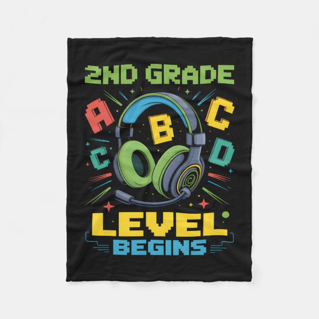 Cobertor De Velo First Day Of 2nd Grade Level Begins Shirt Gamer Bo (Frente)