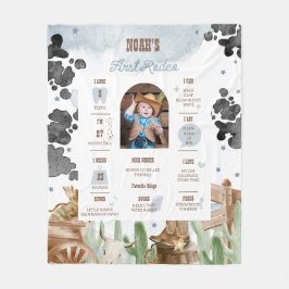 Cobertor De Velo First Rodeo Rustic Wild West Milestone Sign