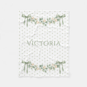 Cobertor De Velo Fita Verde Sálvia Elegante Personalizada Vintage