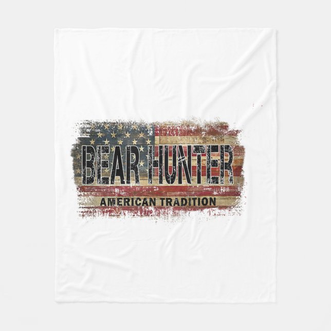 Cobertor De Velo Flag Bear Hunter americano (Frente)