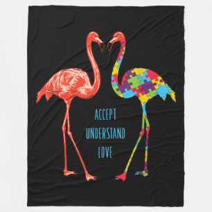Cobertor De Velo Flamingo Aceitar Autismo Do Amor Flamingo