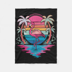 Cobertor De Velo Flamingo Beach Summer Vibes Palm Tree Tropical Sum