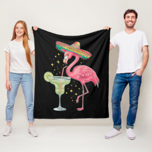 Cobertor De Velo Flamingo Bebendo Margarita Poncho Mexicano Engraça