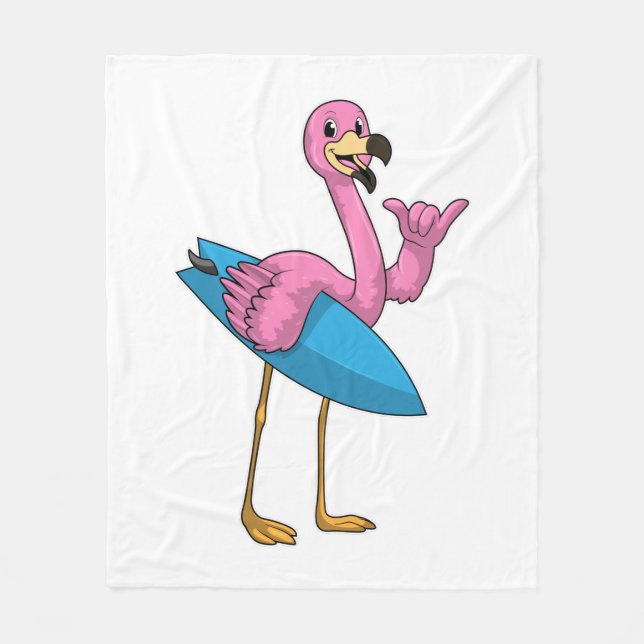 Cobertor De Velo Flamingo como surfista com surfboard (Frente)