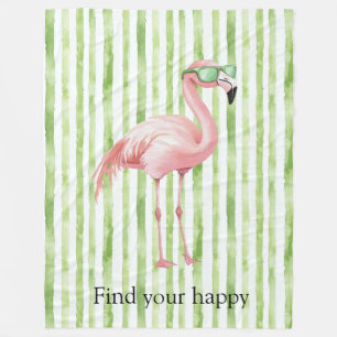 Cobertor De Velo Flamingo Cor-de-rosa com faixa branca verde