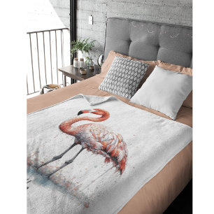 Cobertor De Velo Flamingo cor-de-rosa no estilo Pointillism