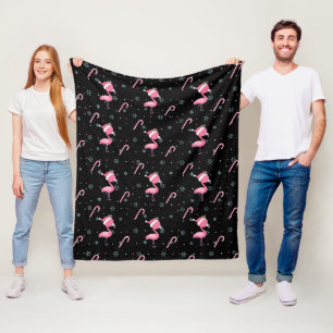Cobertor De Velo flamingo de natal bonito com flocos de neve