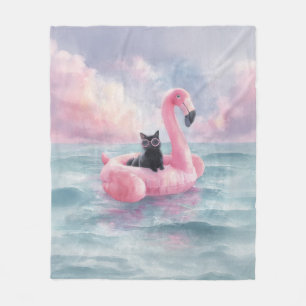 Cobertor De Velo Flamingo Flamingo Float, Gato Preto Whimsso
