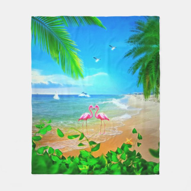 Cobertor De Velo Flamingo Love (Frente)