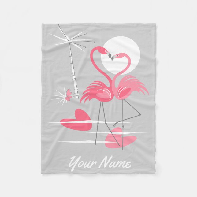 Cobertor De Velo Flamingo Love Name fleece blanket (Frente)