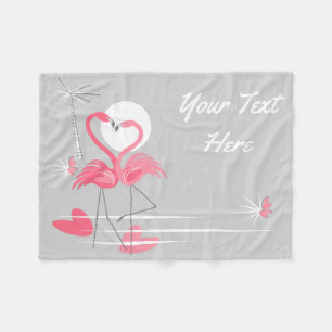Cobertor De Velo Flamingo Love Side Text fleece pequeno horizontal