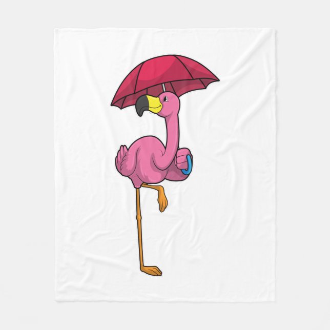 Cobertor De Velo Flamingo na chuva com guarda-chuva (Frente)