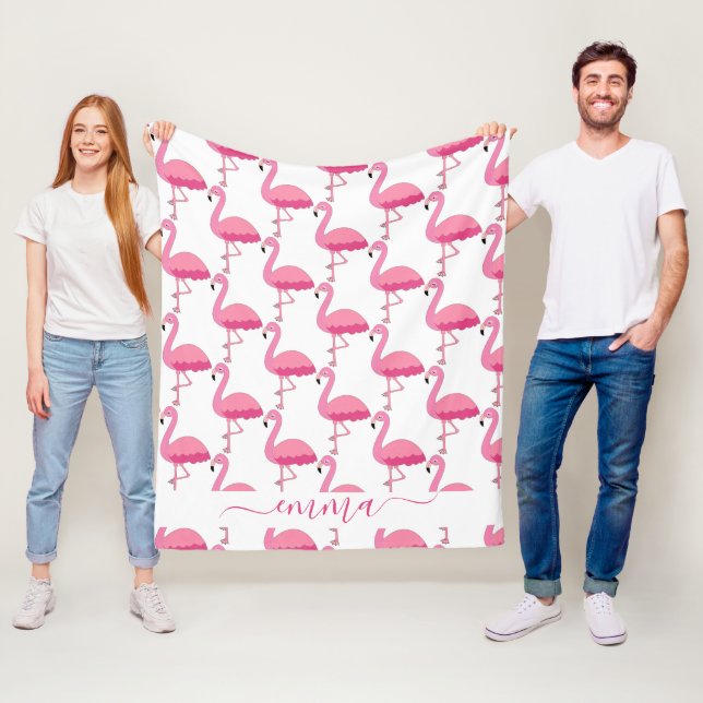 Cobertor De Velo Flamingo Pessoal Com Nome Personalizado  (In Situ)