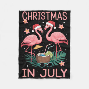 Cobertor De Velo Flamingo Rosa de Natal em Julho Com Chapéu de Papa