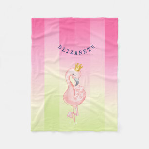 Cobertor De Velo Flamingo Rosa Fofo com Listras Ombre
