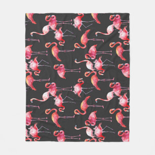 Cobertor De Velo Flamingo Rosa: Padrão Tropical de Aquarela.